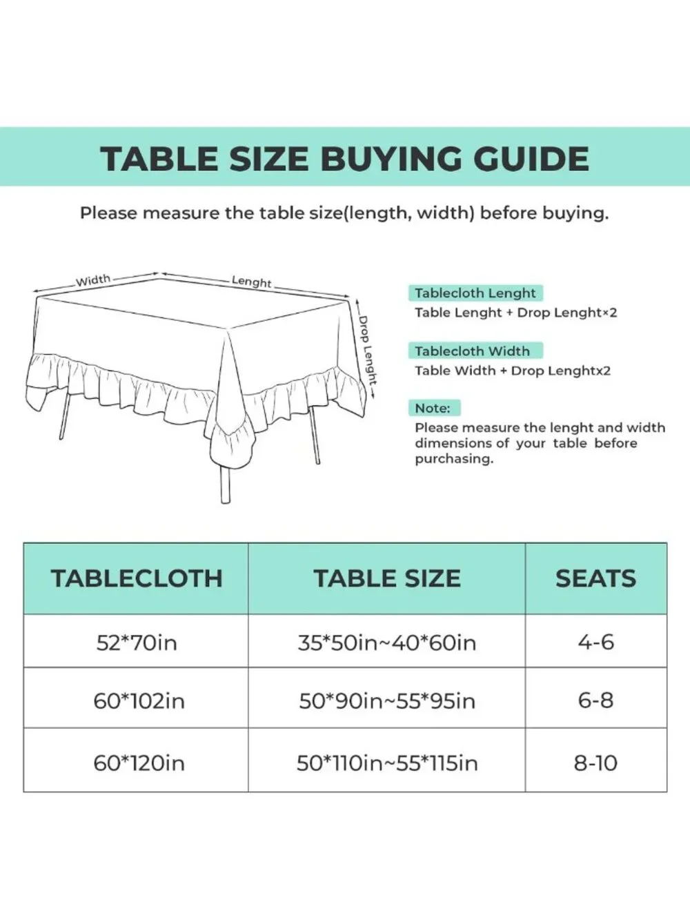 Red & White Gingham Ruffled Tablecloth - 100% Cotton, Rectangular for Farmhouse